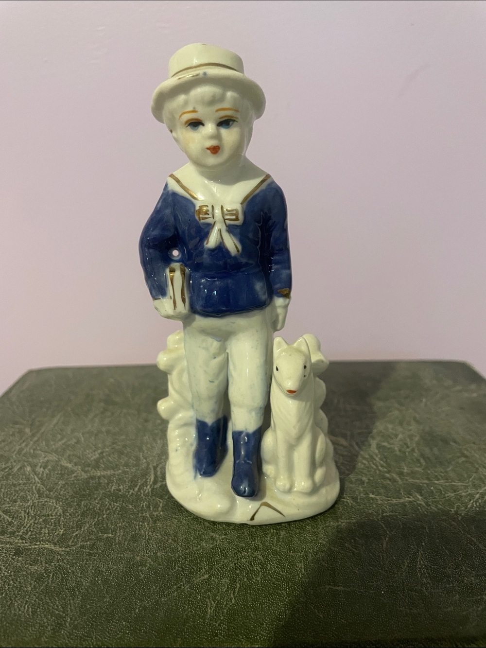 Porcelain Boy Figurine in Blue and White